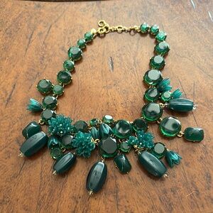 J. Crew Green Gemstone Necklace Statement Jewelry